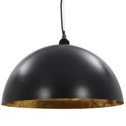Lampadari 2 Pz Nero E Oro Semi-Sferici E27