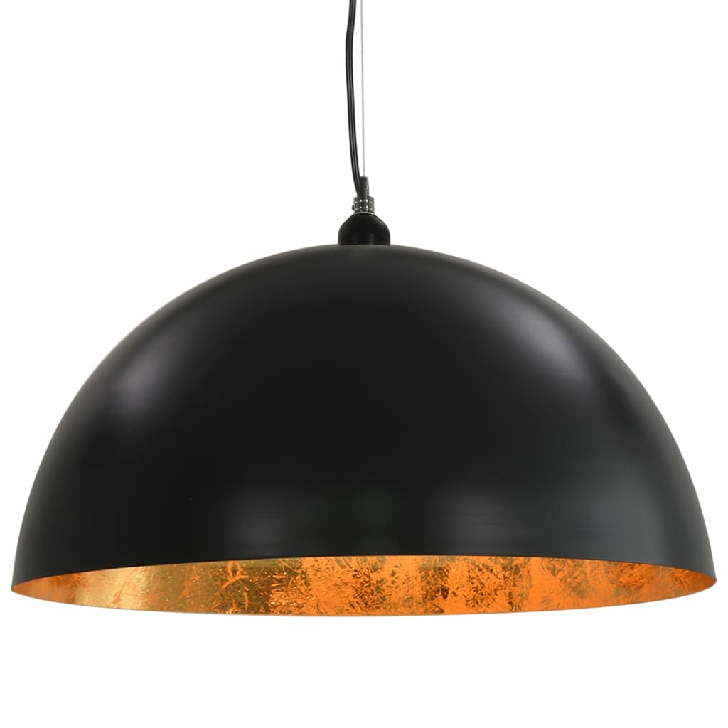 Lampadari 2 Pz Nero E Oro Semi-Sferici E27