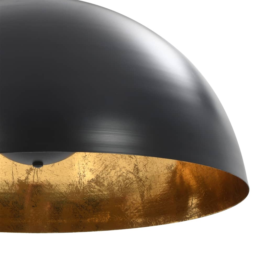 Lampadari 2 Pz Nero E Oro Semi-Sferici E27