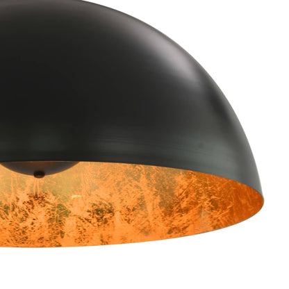 Lampadari 2 Pz Nero E Oro Semi-Sferici E27