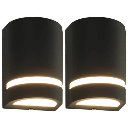 Lampade Da Parete Da Esterno 2 Pz 35 W Nere Semicircolari