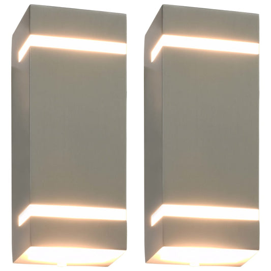 Lampade Da Parete Da Esterno 2 Pz 35 W Rettangolari Argento