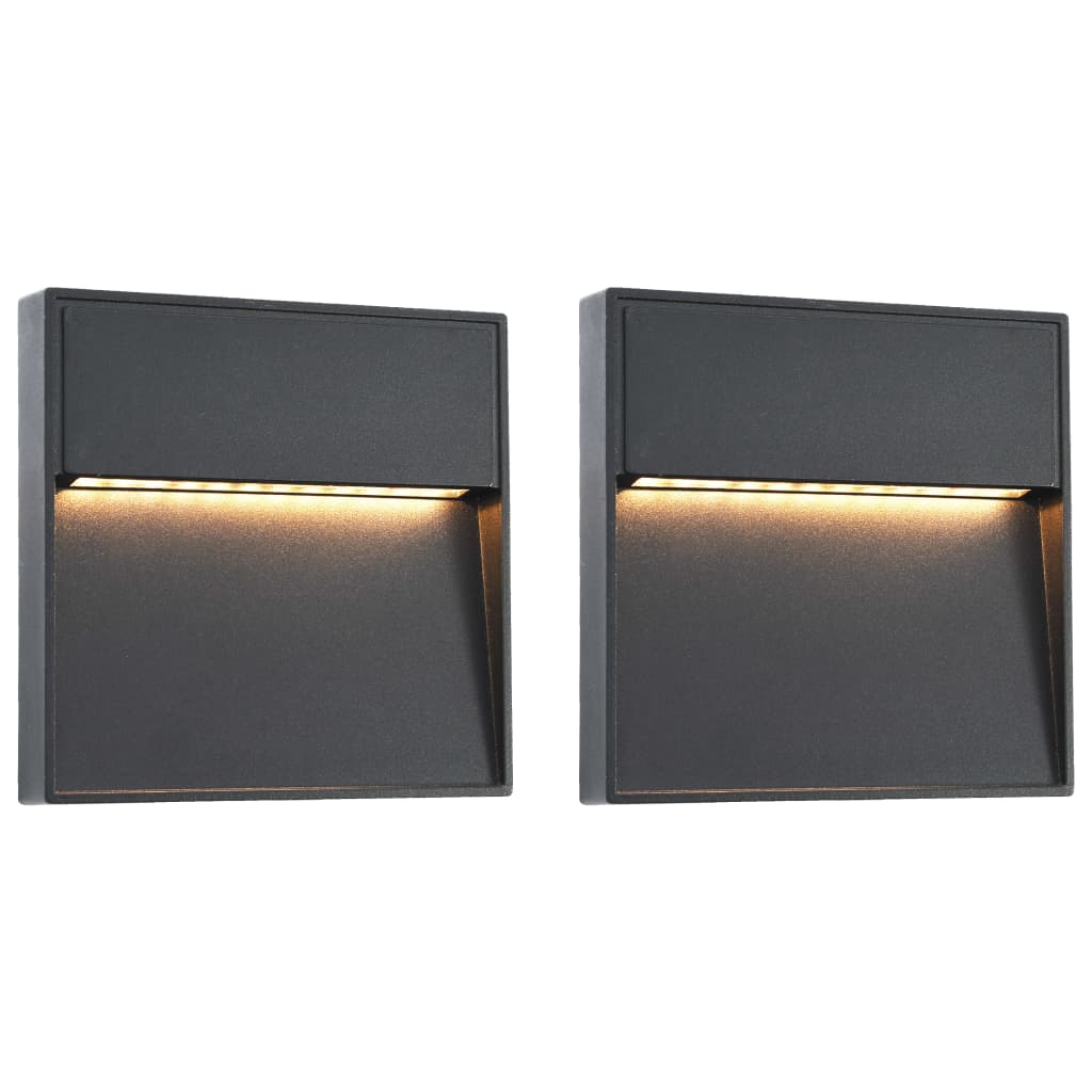 Lampade Da Parete Da Esterno A Led 2 Pz 3 W Nere Rotonde
