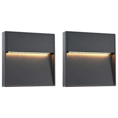 Lampade Da Parete Da Esterno A Led 2 Pz 3 W Nere Rotonde
