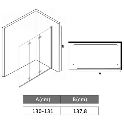 Box Doccia Pieghevole A Libro 3 Pannelli In Esg 130X138 Cm