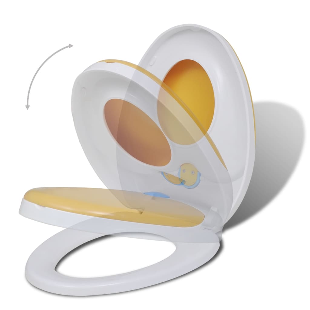 Copriwater A Chiusura Ammortizzata 2Pz Plastica Bianco E Giallo