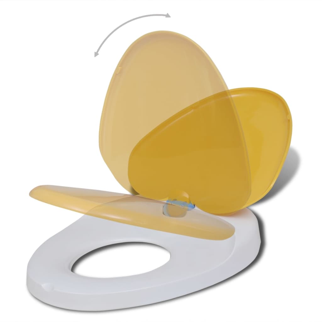 Copriwater A Chiusura Ammortizzata 2Pz Plastica Bianco E Giallo