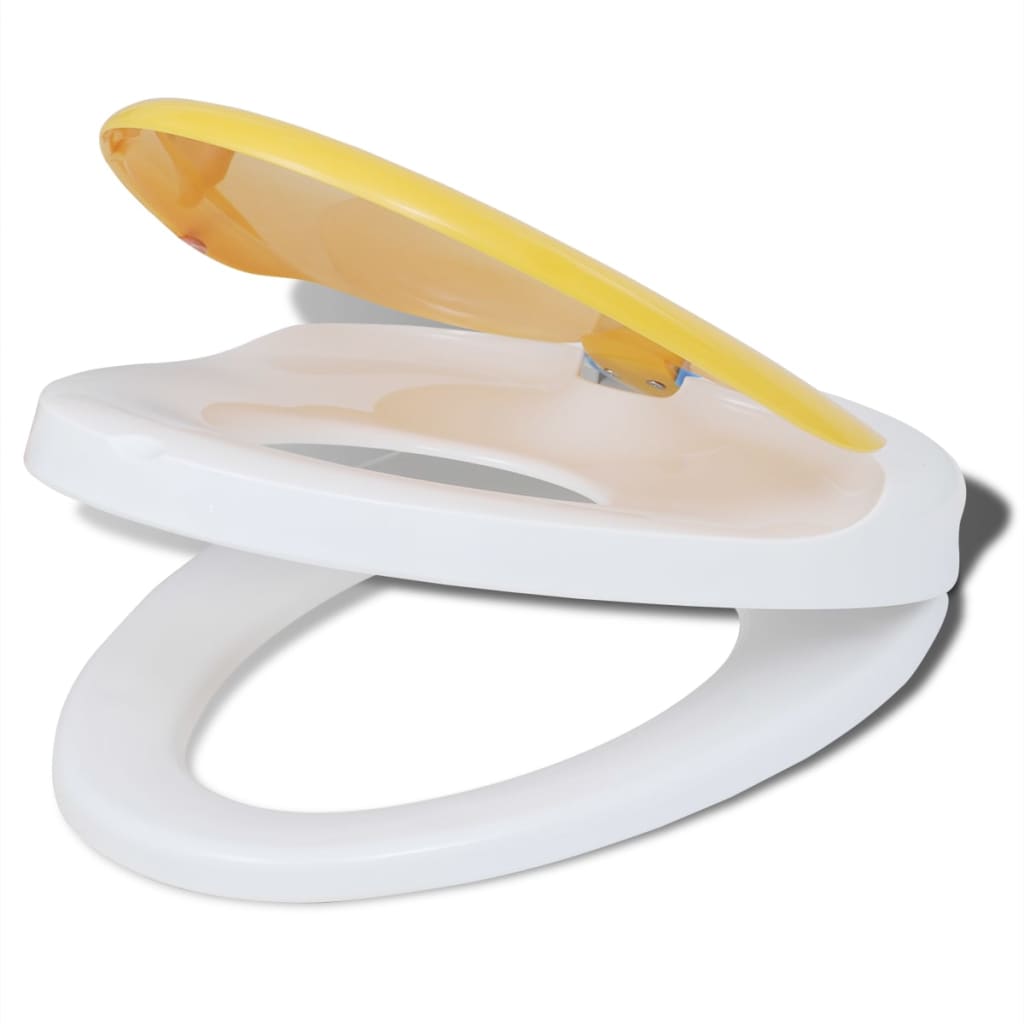 Copriwater A Chiusura Ammortizzata 2Pz Plastica Bianco E Giallo