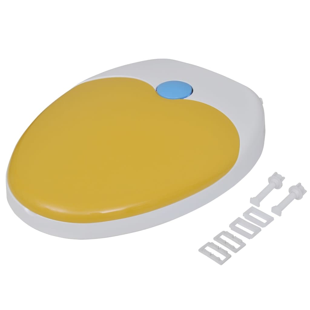 Copriwater A Chiusura Ammortizzata 2Pz Plastica Bianco E Giallo