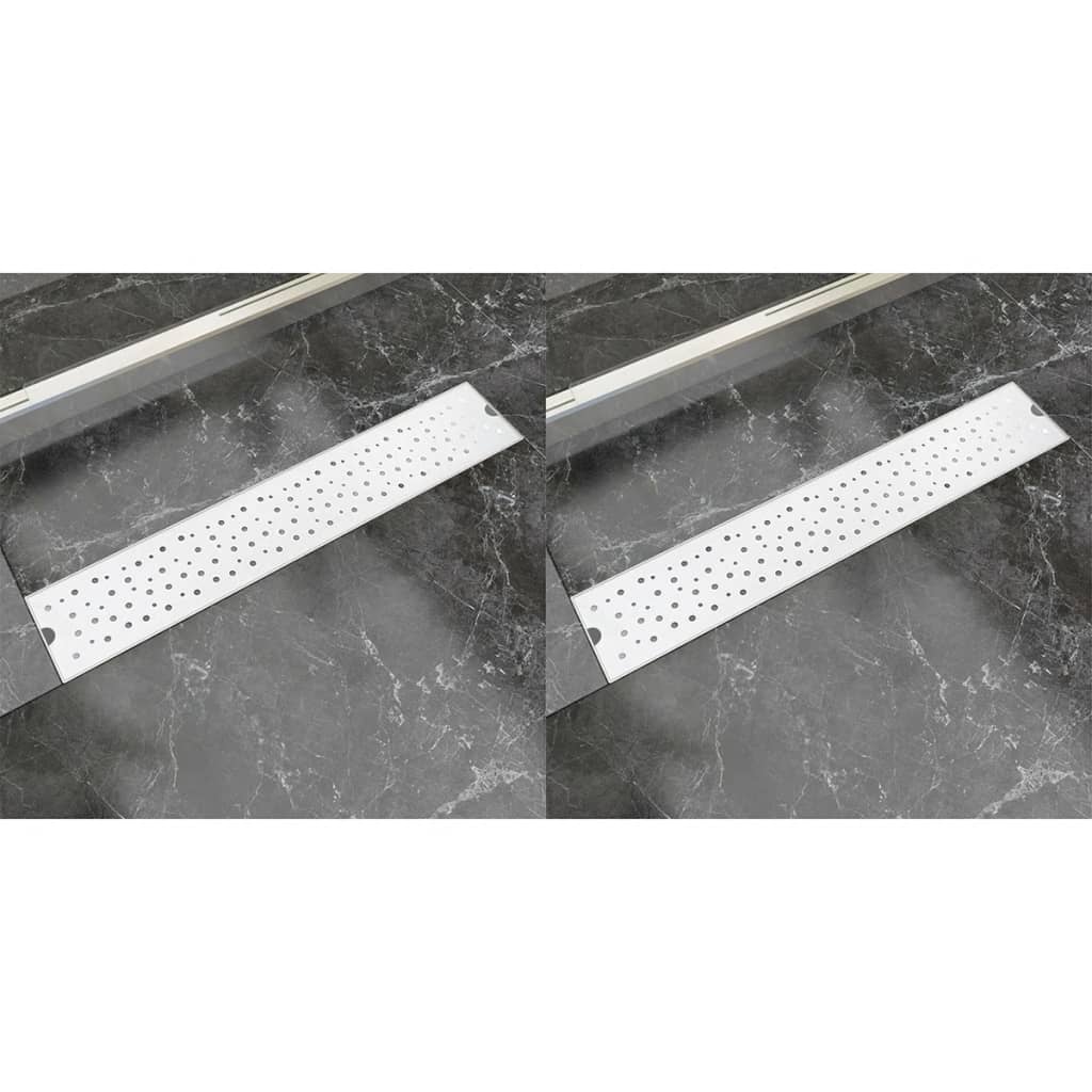 Scarico Doccia Lineare 2 Pz Design Bolle 730X140Mm Acciaio Inox