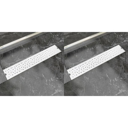 Scarico Doccia Lineare 2 Pz Design Bolle 730X140Mm Acciaio Inox