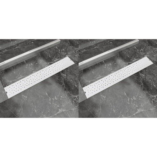 Scarico Doccia Lineare 2 Pz Design Bolle 730X140Mm Acciaio Inox
