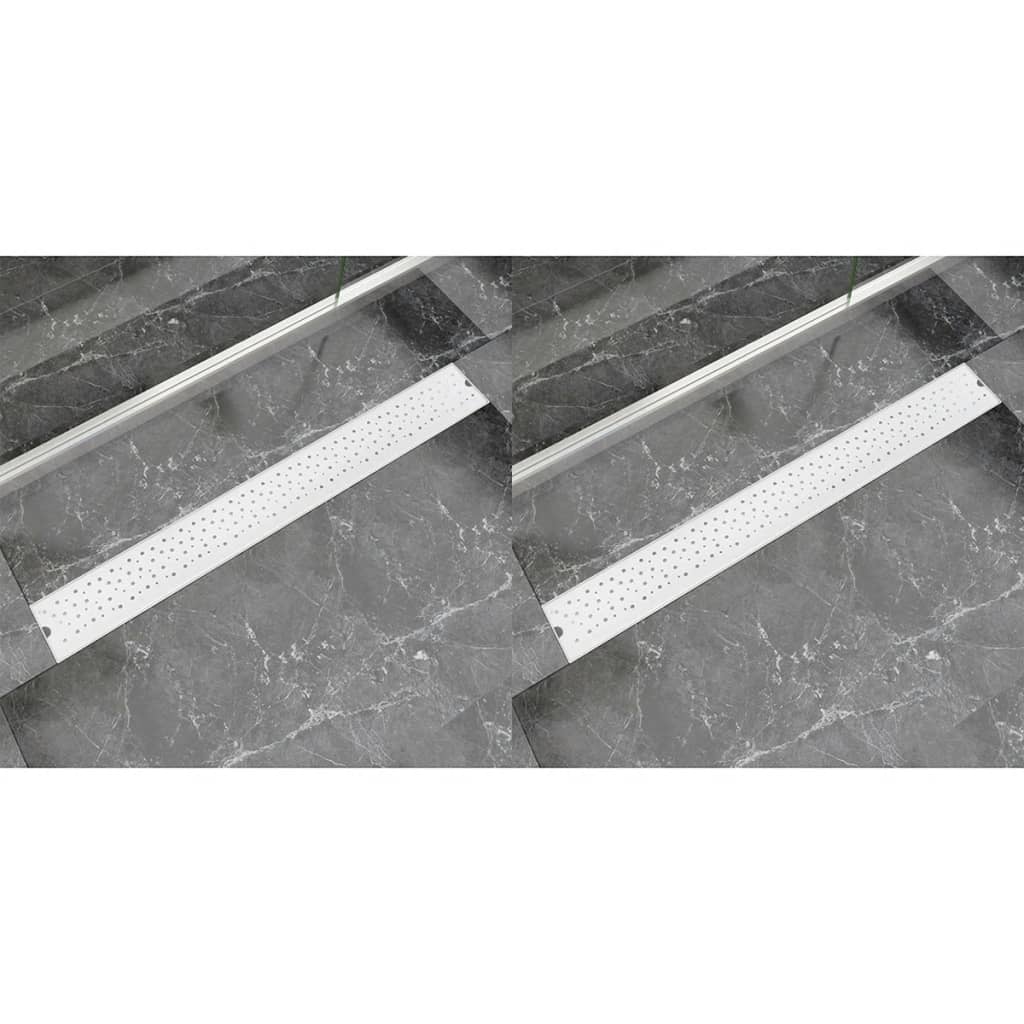 Scarico Doccia Lineare 2 Pz Design Bolle 730X140Mm Acciaio Inox