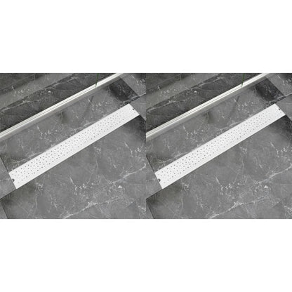 Scarico Doccia Lineare 2 Pz Design Bolle 730X140Mm Acciaio Inox