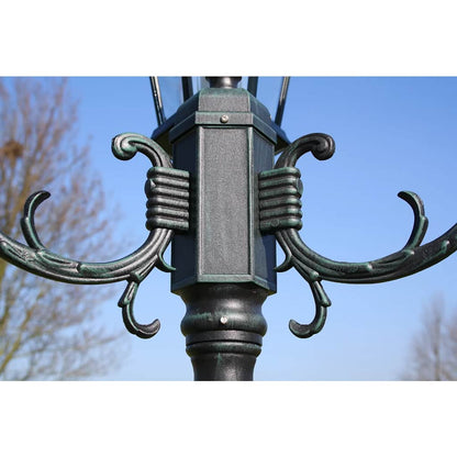 Lampione Da Giardino 3 Bracci 230 Cm Verde Scuro/Nero Aluminio