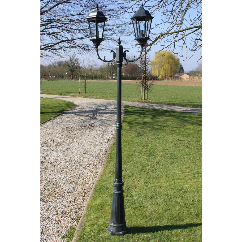 Lampione Da Giardino 3 Bracci 230 Cm Verde Scuro/Nero Aluminio