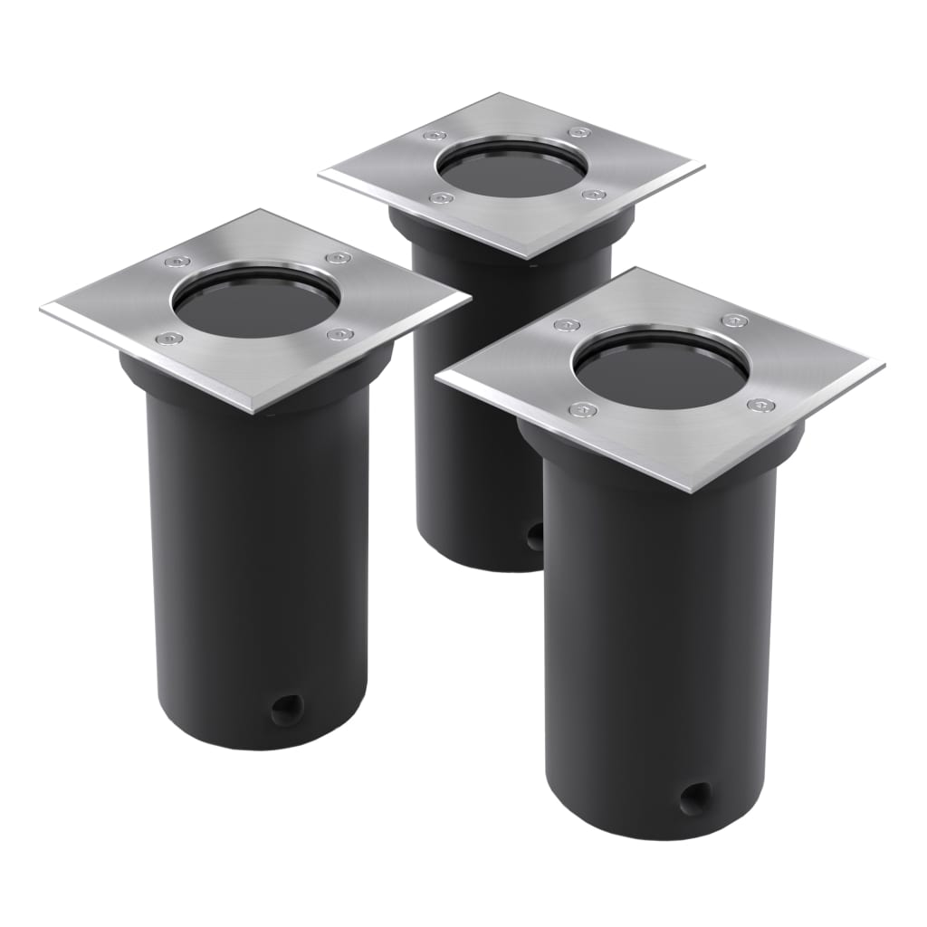 Faretti A Incasso Per Esterno Set 3 Pz Quadrati