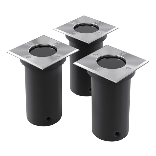 Faretti A Incasso Per Esterno Set 3 Pz Quadrati