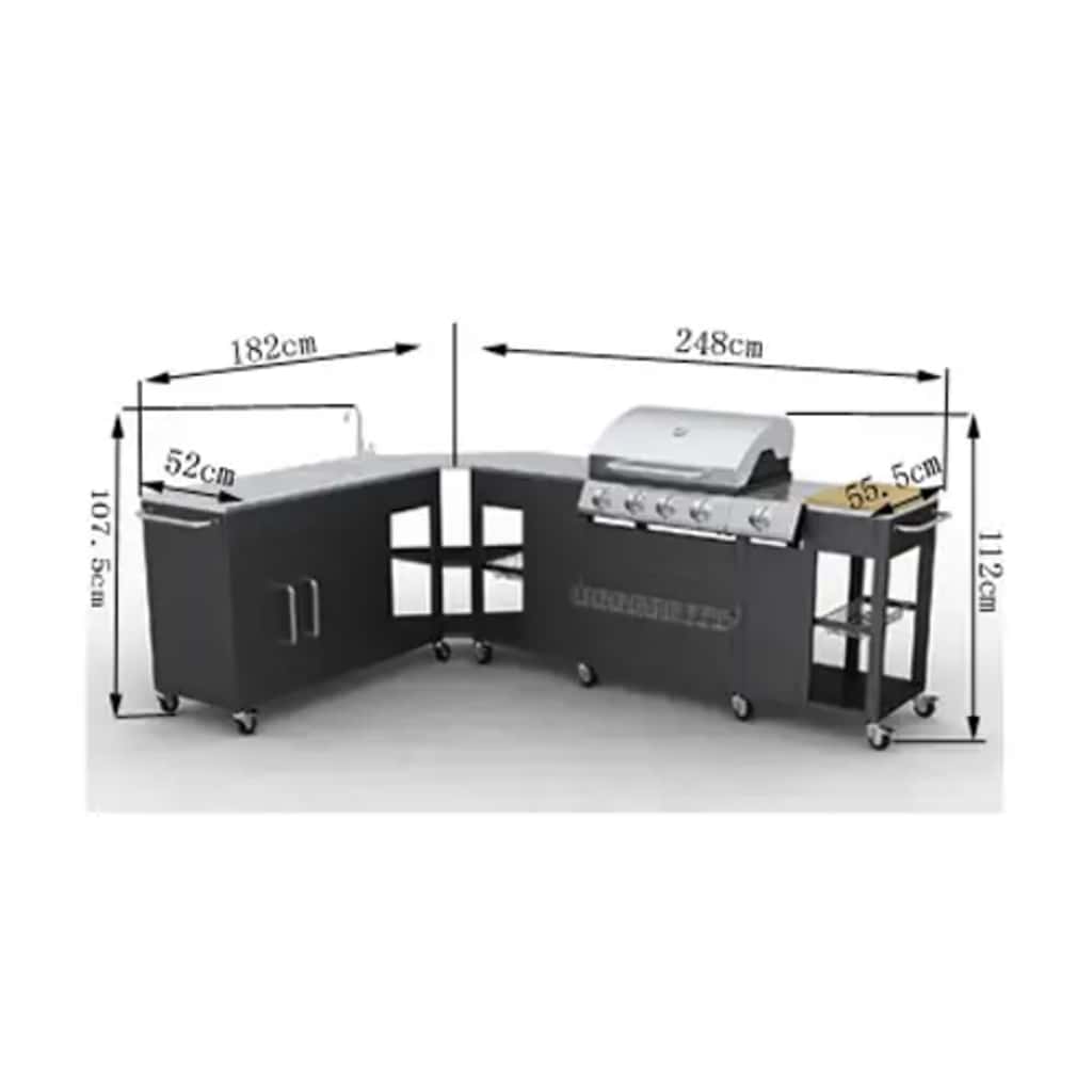 Barbecue A Gas Montana, Cucina Portabile 4 Bruciatori +1
