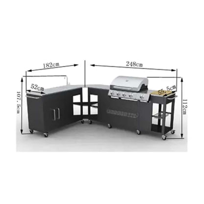 Barbecue A Gas Montana, Cucina Portabile 4 Bruciatori +1
