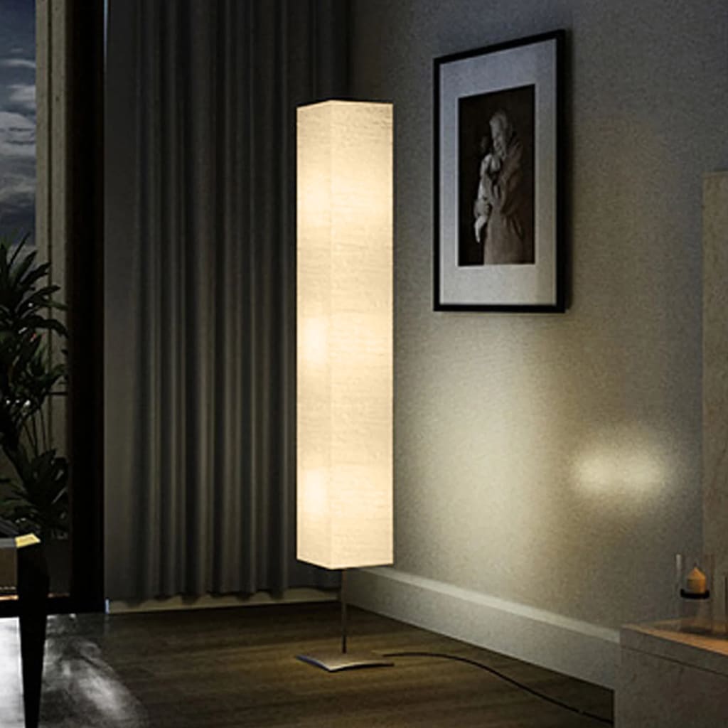 Lampada A Piantana Con Supporto In Acciaio Beige