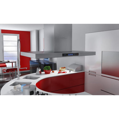 Cappa Da Cucina A Isola In Acciaio Inox Con Display Lcd Bianco