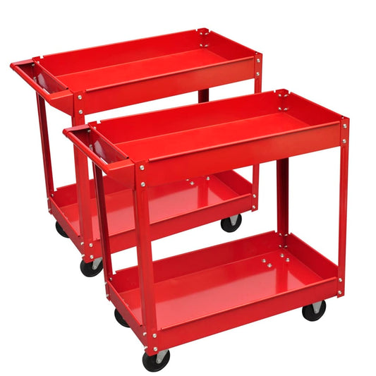 Carrelli Portautensili Da Officina 2 Pz 100 Kg 2 Ripiani