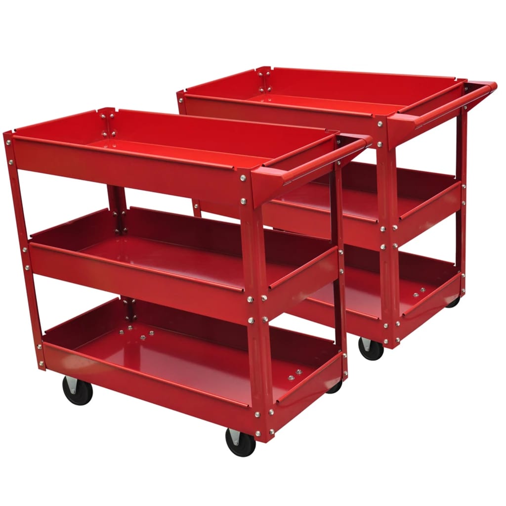 Carrelli Portautensili Da Officina 2 Pz 100 Kg 2 Ripiani