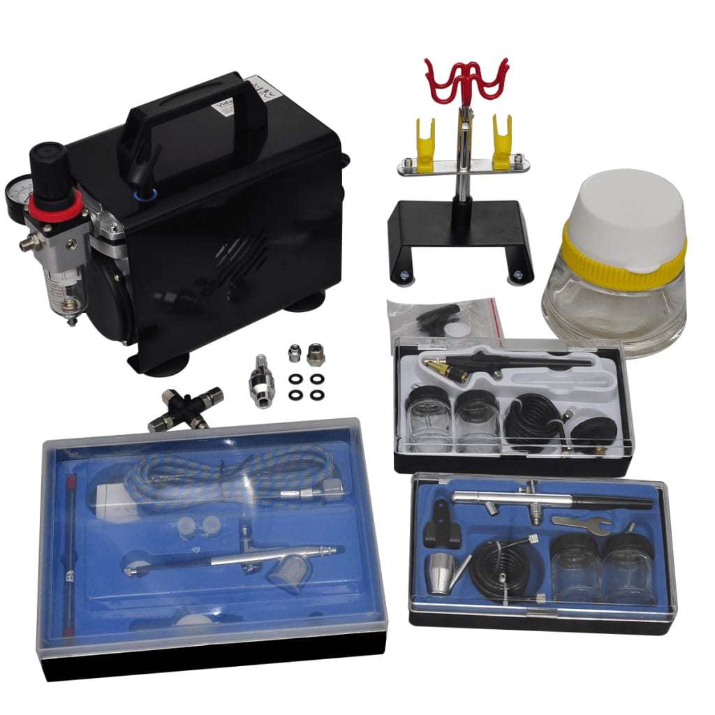 Set Compressore Aerografo Con 3 Pistole