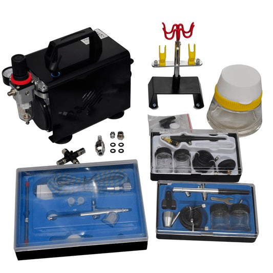 Set Compressore Aerografo Con 3 Pistole