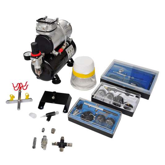 Set Compressore Aerografo Con 3 Pistole