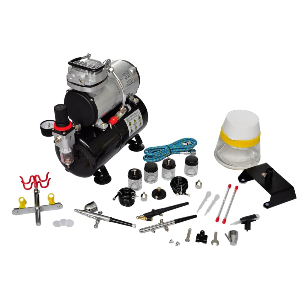 Set Compressore Aerografo Con 3 Pistole