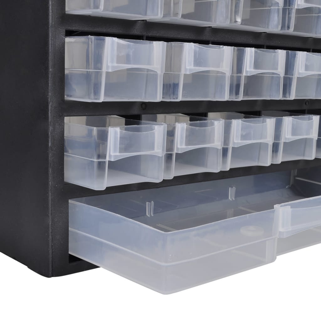 Cassetta Porta Attrezzi In Plastica Con 41 Cassetti Bianco E Blu
