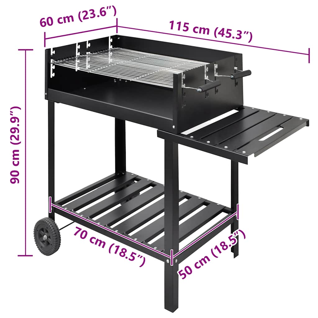 Supporto Per Bbq A Carbonella Con 2 Ruote