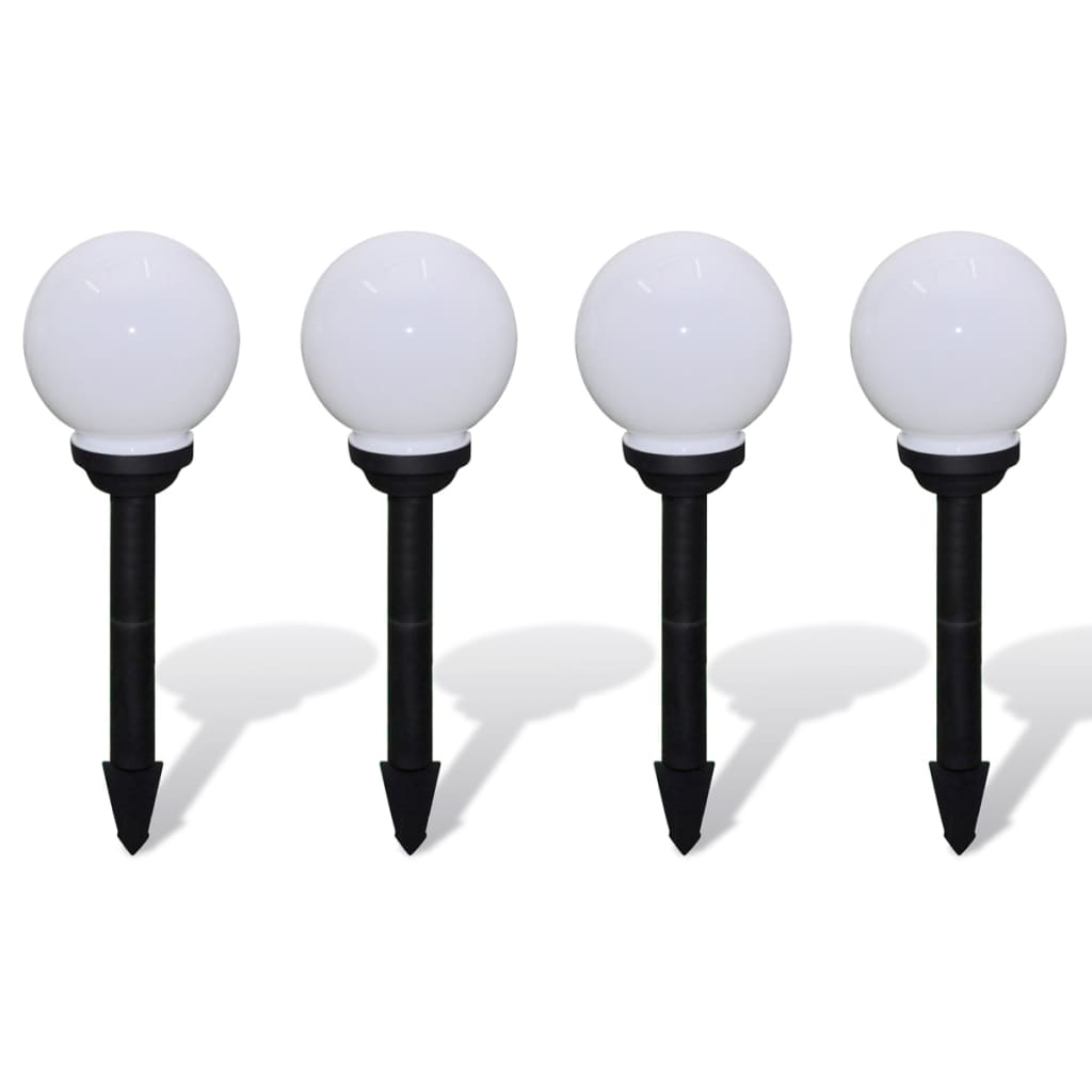 Lampioni Solari Led Giardino 4 Pz Rotondi Con Picchetto
