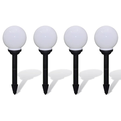 Lampioni Solari Led Giardino 4 Pz Rotondi Con Picchetto