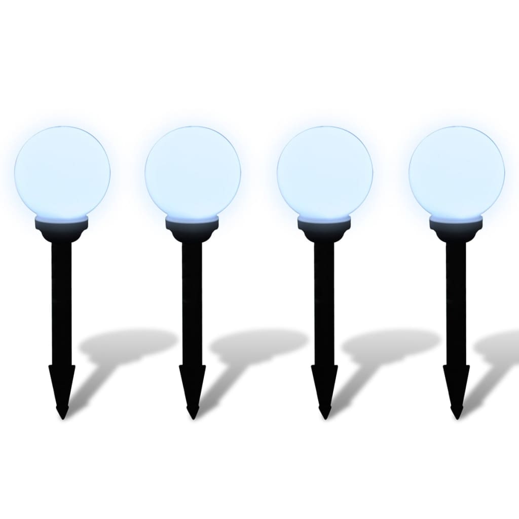 Lampioni Solari Led Giardino 4 Pz Rotondi Con Picchetto