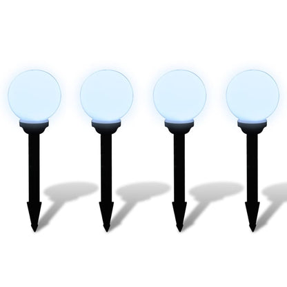 Lampioni Solari Led Giardino 4 Pz Rotondi Con Picchetto