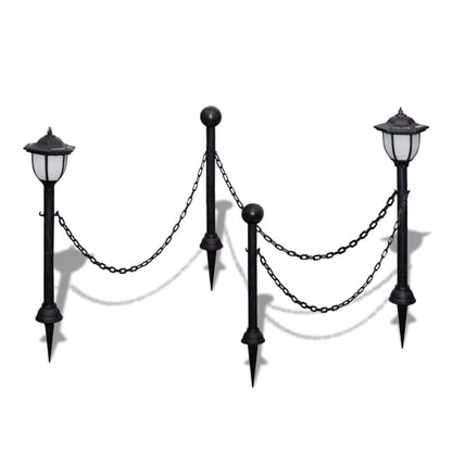 Set Recinzione A Catena Con 2 Lampioncini A Led E 2 Paletti