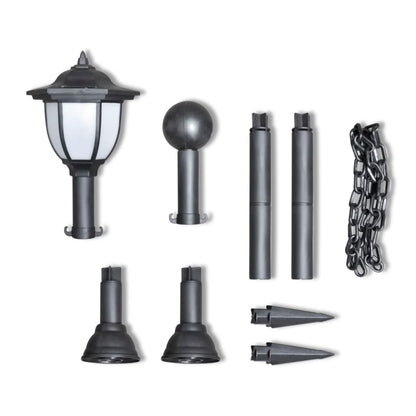 Set Recinzione A Catena Con 2 Lampioncini A Led E 2 Paletti