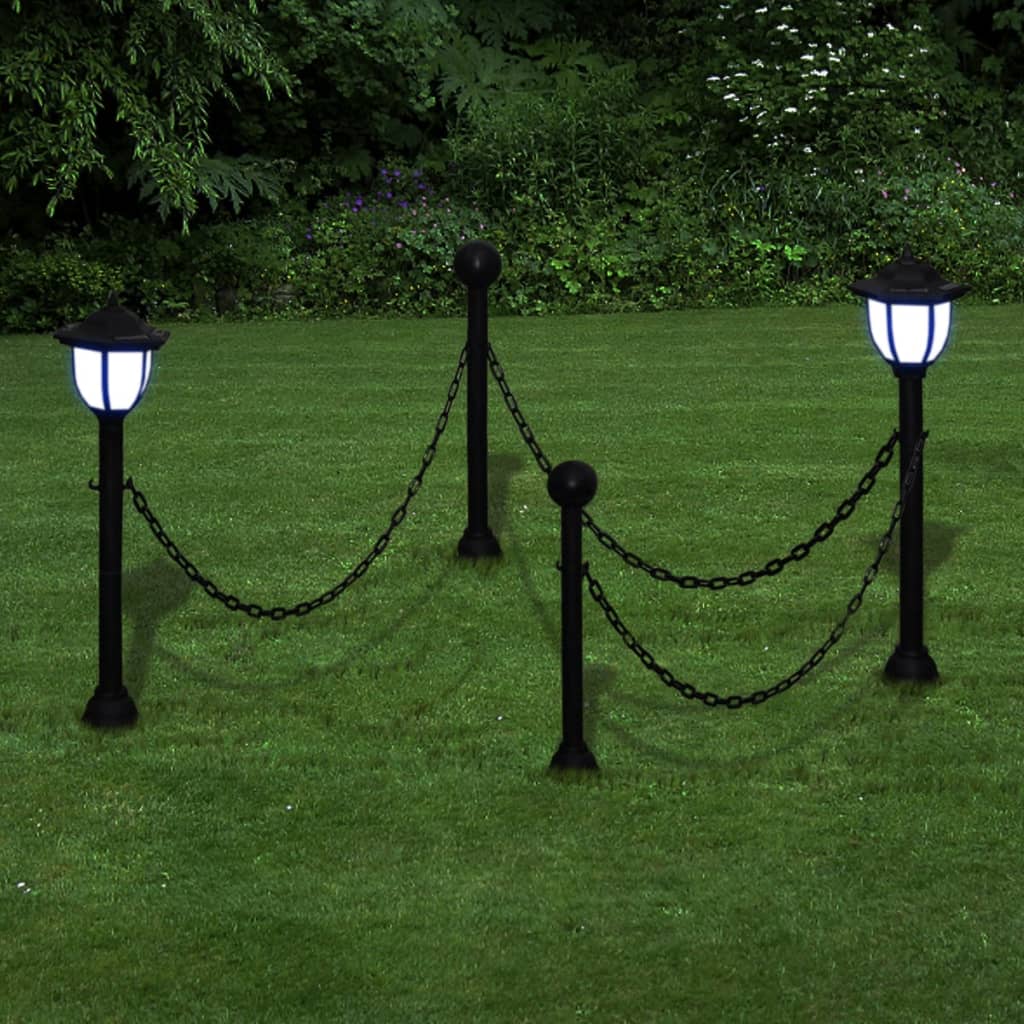 Set Recinzione A Catena Con 2 Lampioncini A Led E 2 Paletti