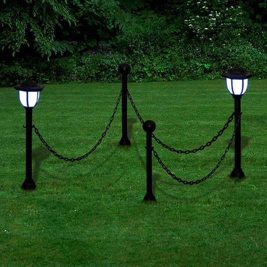 Set Recinzione A Catena Con 2 Lampioncini A Led E 2 Paletti