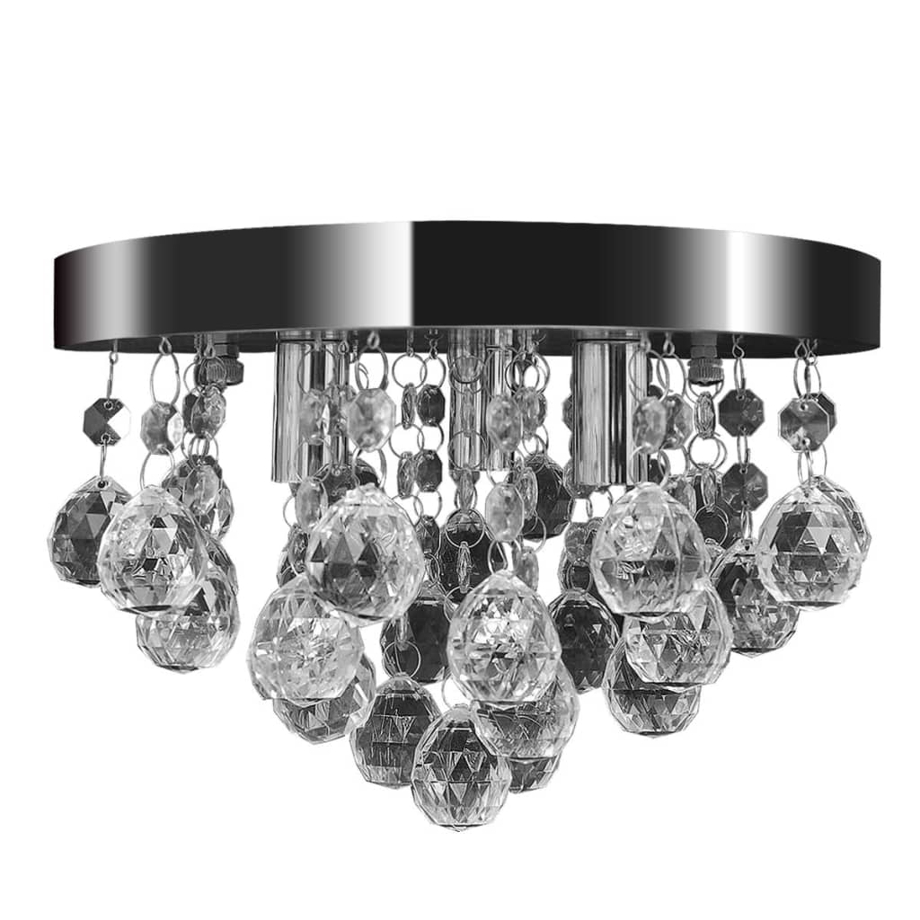 Lampada Di Soffitto Pendente In Cristallo Lampadario Cromato
