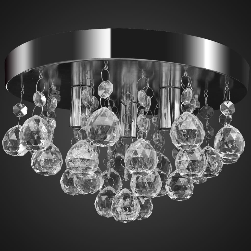 Lampada Di Soffitto Pendente In Cristallo Lampadario Cromato