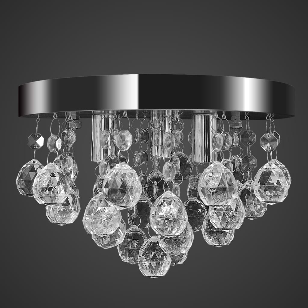 Lampada Di Soffitto Pendente In Cristallo Lampadario Cromato