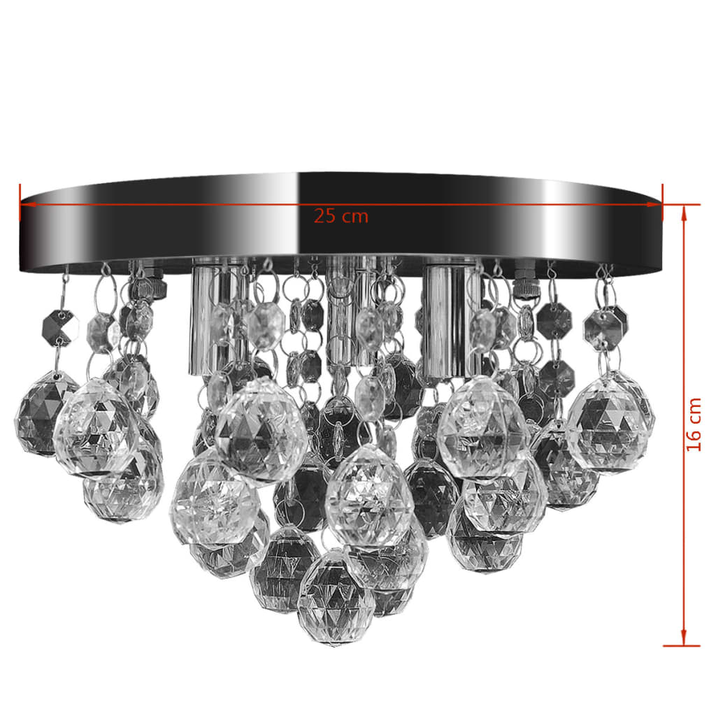 Lampada Di Soffitto Pendente In Cristallo Lampadario Cromato