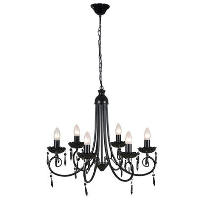 Lampada Da Soffitto Pendente Elegante Nera 6 Portalampade Nero