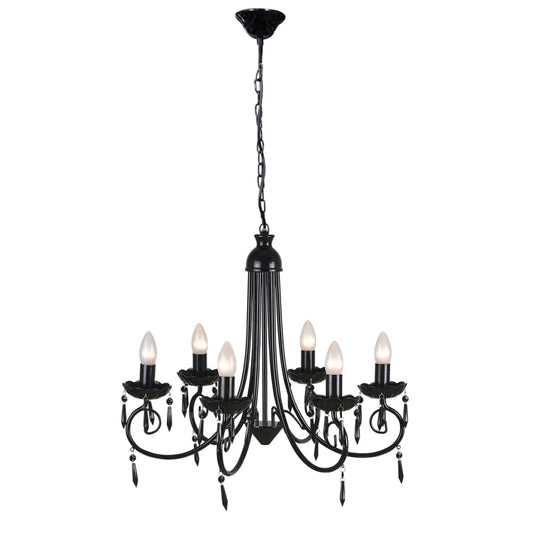 Lampada Da Soffitto Pendente Elegante Nera 6 Portalampade Nero
