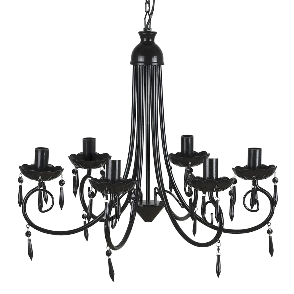 Lampada Da Soffitto Pendente Elegante Nera 6 Portalampade Nero