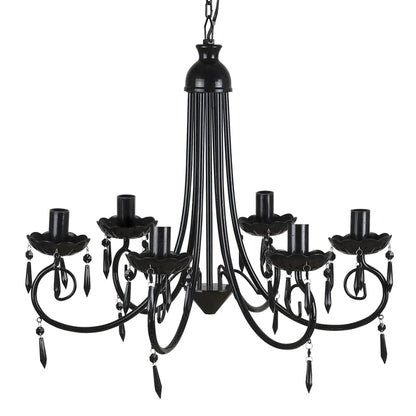 Lampada Da Soffitto Pendente Elegante Nera 6 Portalampade Nero